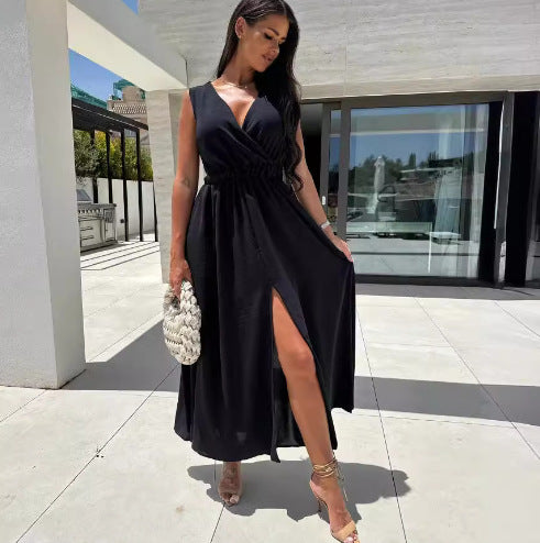 Robe maxi élégante pour femmes avec fente avant Chic und Stil