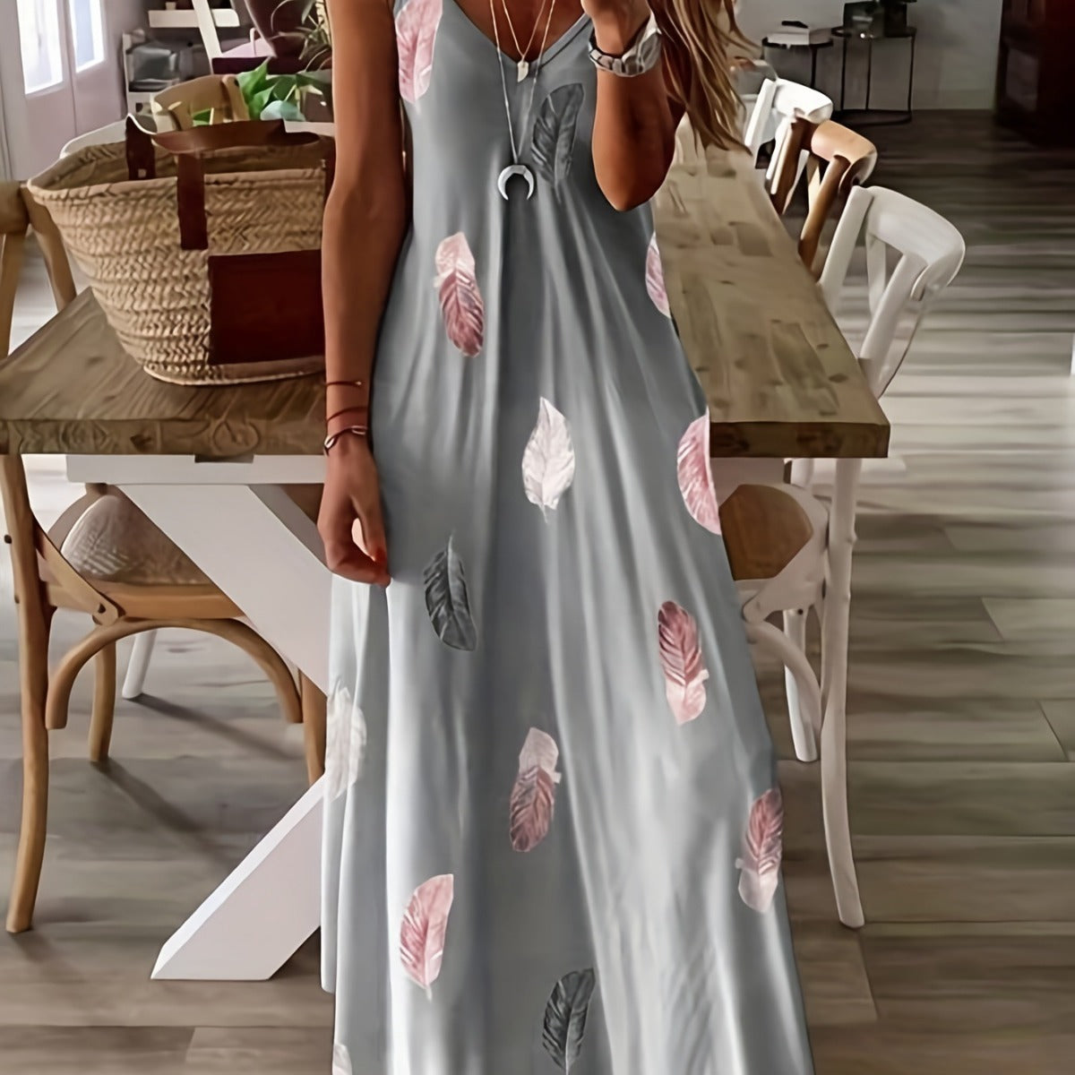 Robe maxi à imprimé feuillage Chic und Stil