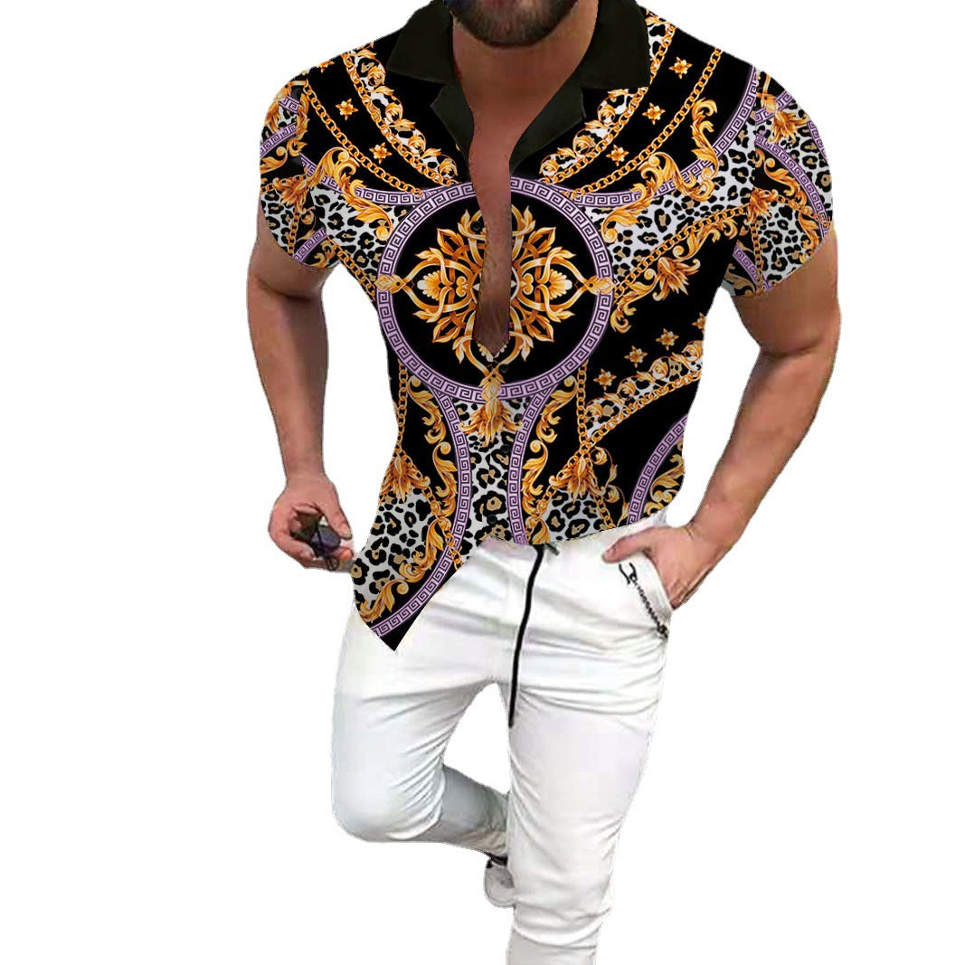 Hommes Polo-Shirt Luxe Imprimé Courte Manche Chic und Stil