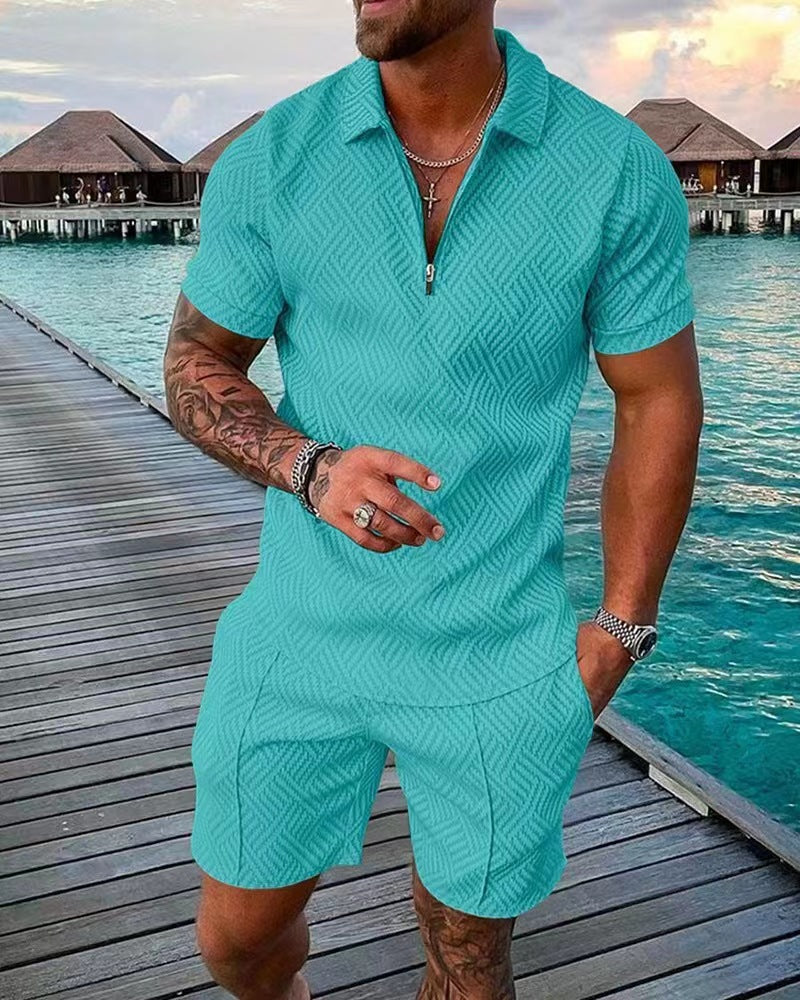 Combinaison courte tendance pour hommes avec un design texturé Chic und Stil