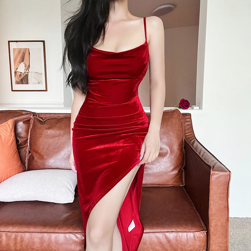 Robe sous-vêtement Bodycon en velours pour femmes Chic und Stil