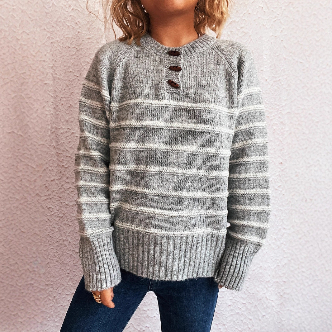 Pull-over en tricot pour dames avec coupe ample et motif rayé à la mode Chic und Stil