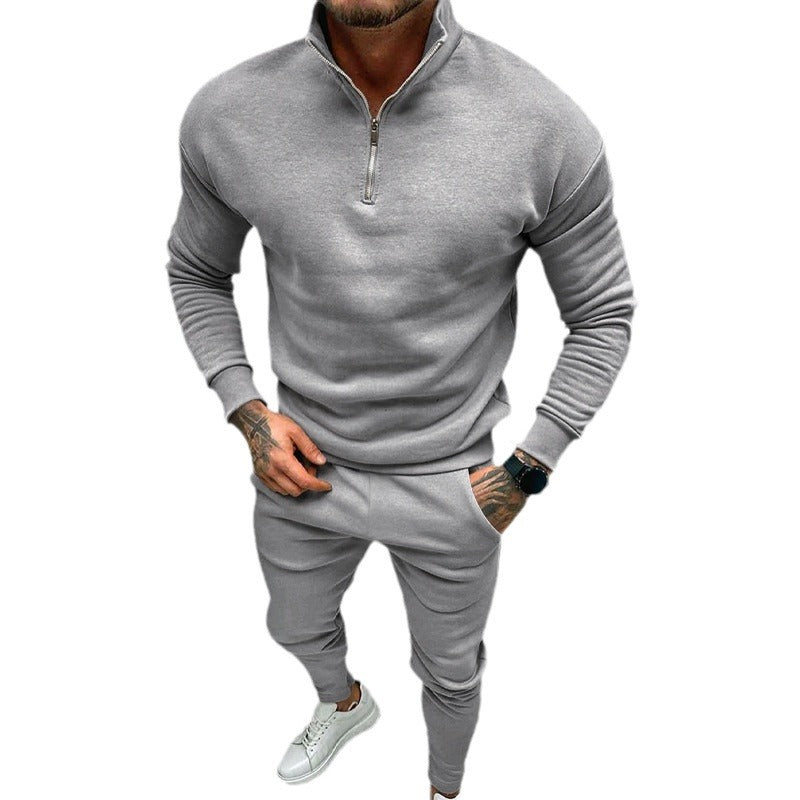 Pull-over en fleece sportif pour hommes avec fermeture éclair courte et coupe à la mode Chic und Stil
