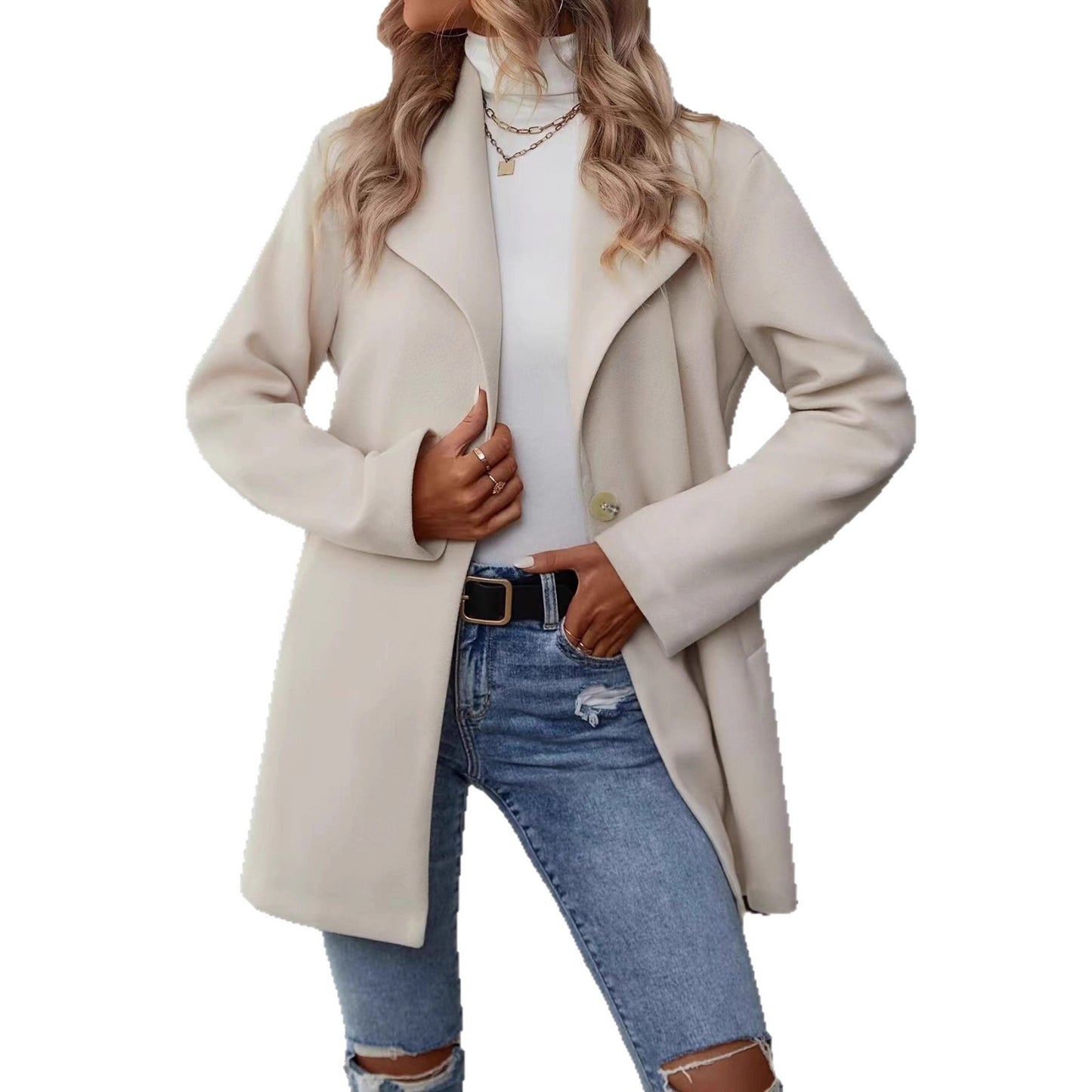 Dames élégant manteau court avec coupe minimaliste Chic und Stil