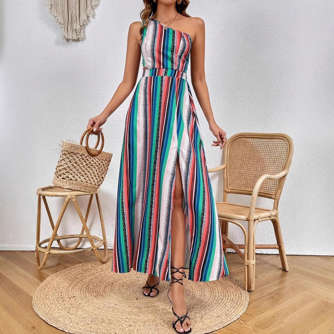 Robe maxi à une épaule avec fente haute Chic und Stil