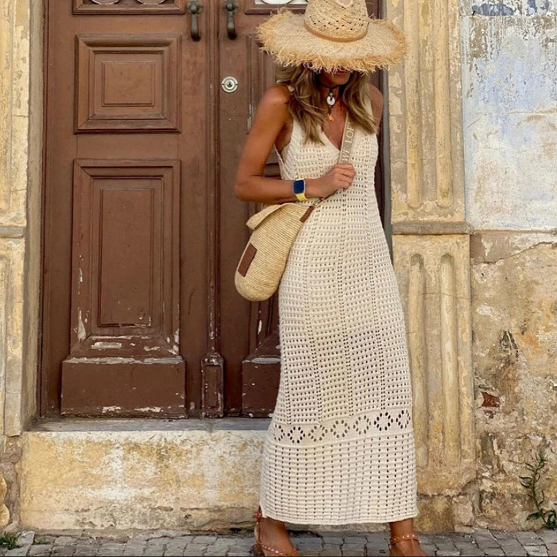 Robes maxi en crochet pour femmes avec des détails lacés aérés et un design élégant Chic und Stil