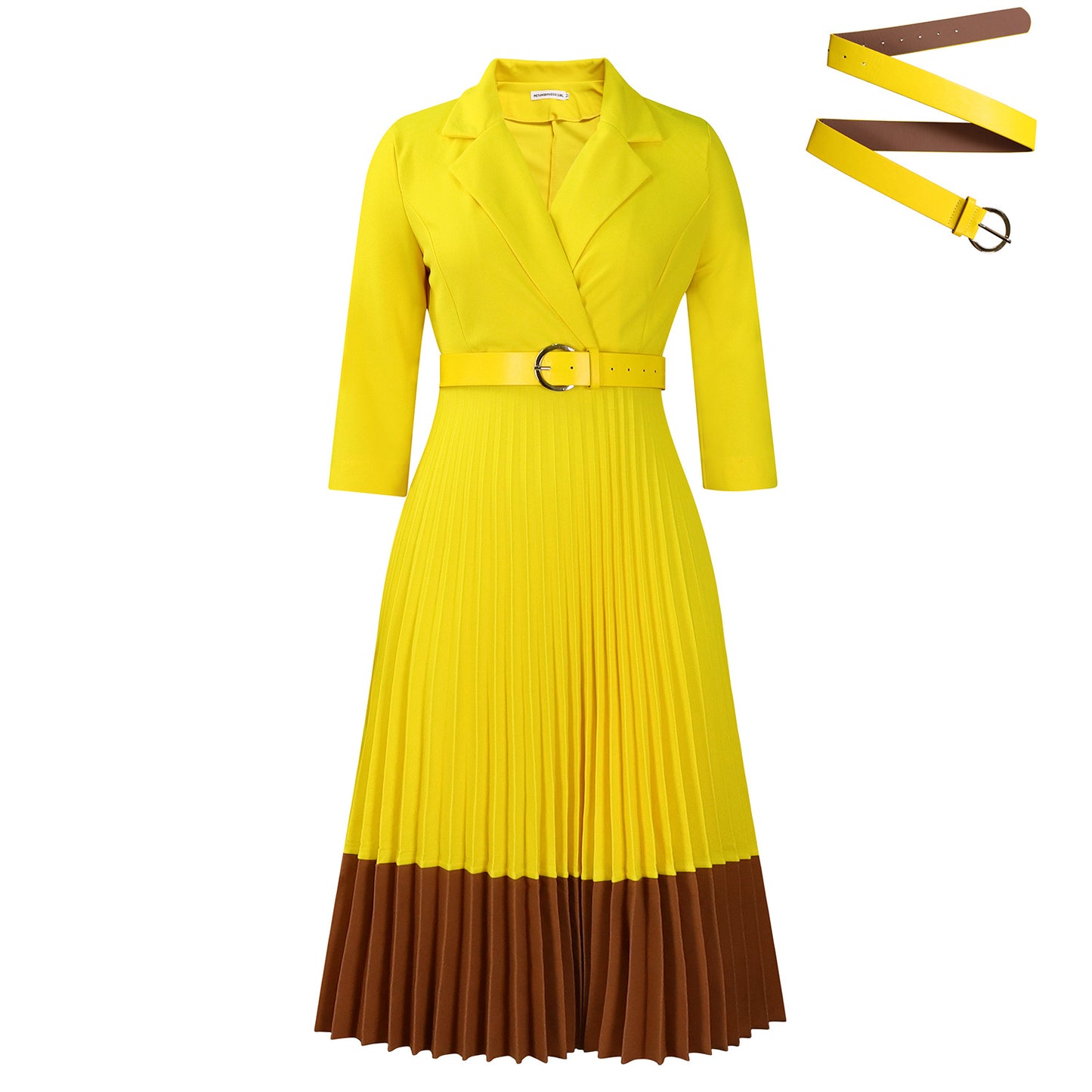 Robe plissée élégante pour femmes avec haut blazer cintré et ceinture Chic und Stil