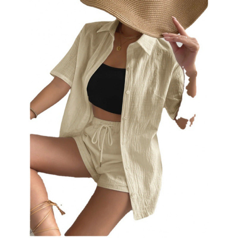 Dame Chique Loungewear-Combinaison composée d'une chemise légère et respirante et de shorts Chic und Stil