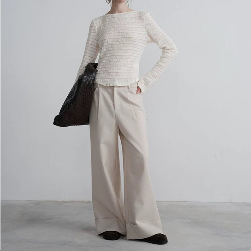 Top long à manches longues texturé pour femmes Chic und Stil 1750847176