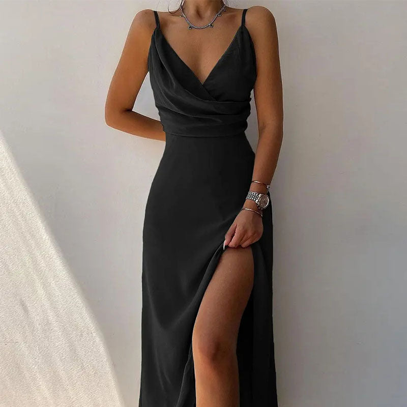 Dames Élégant Robe Maxi Col Cagoule Chic und Stil
