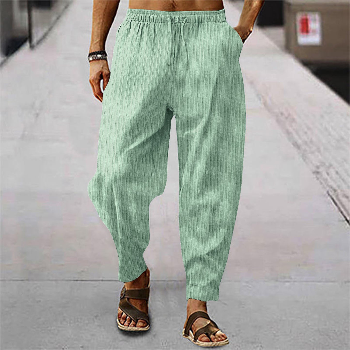 Pantalon à rayures fines décontracté pour hommes Chic und Stil