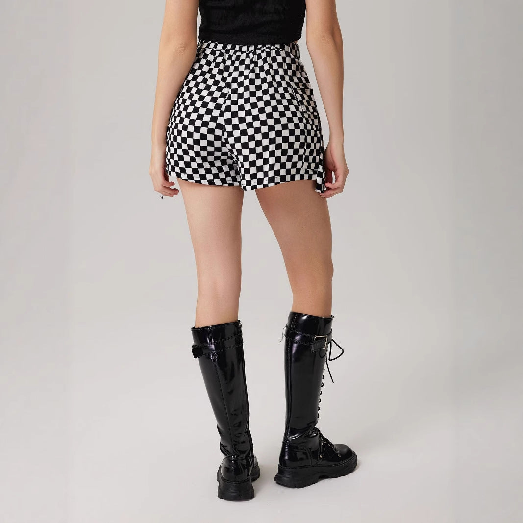 Shorts d'été à carreaux pour femmes avec poches latérales et taille élastique Chic und Stil