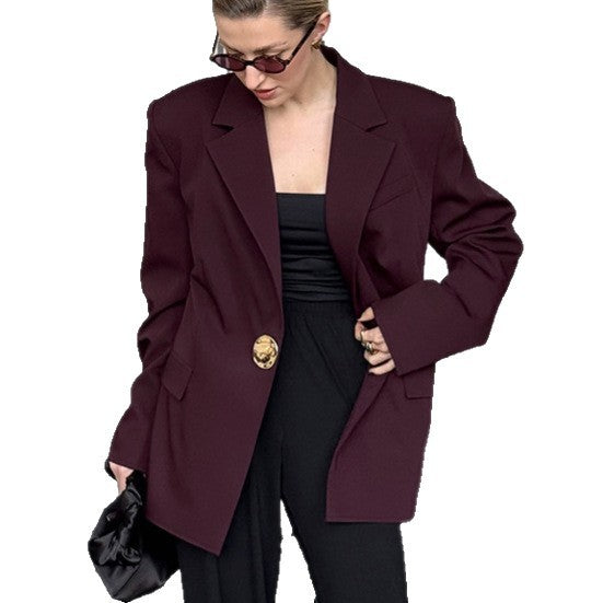 Blazer oversized pour femmes avec bouton doré Chic und Stil