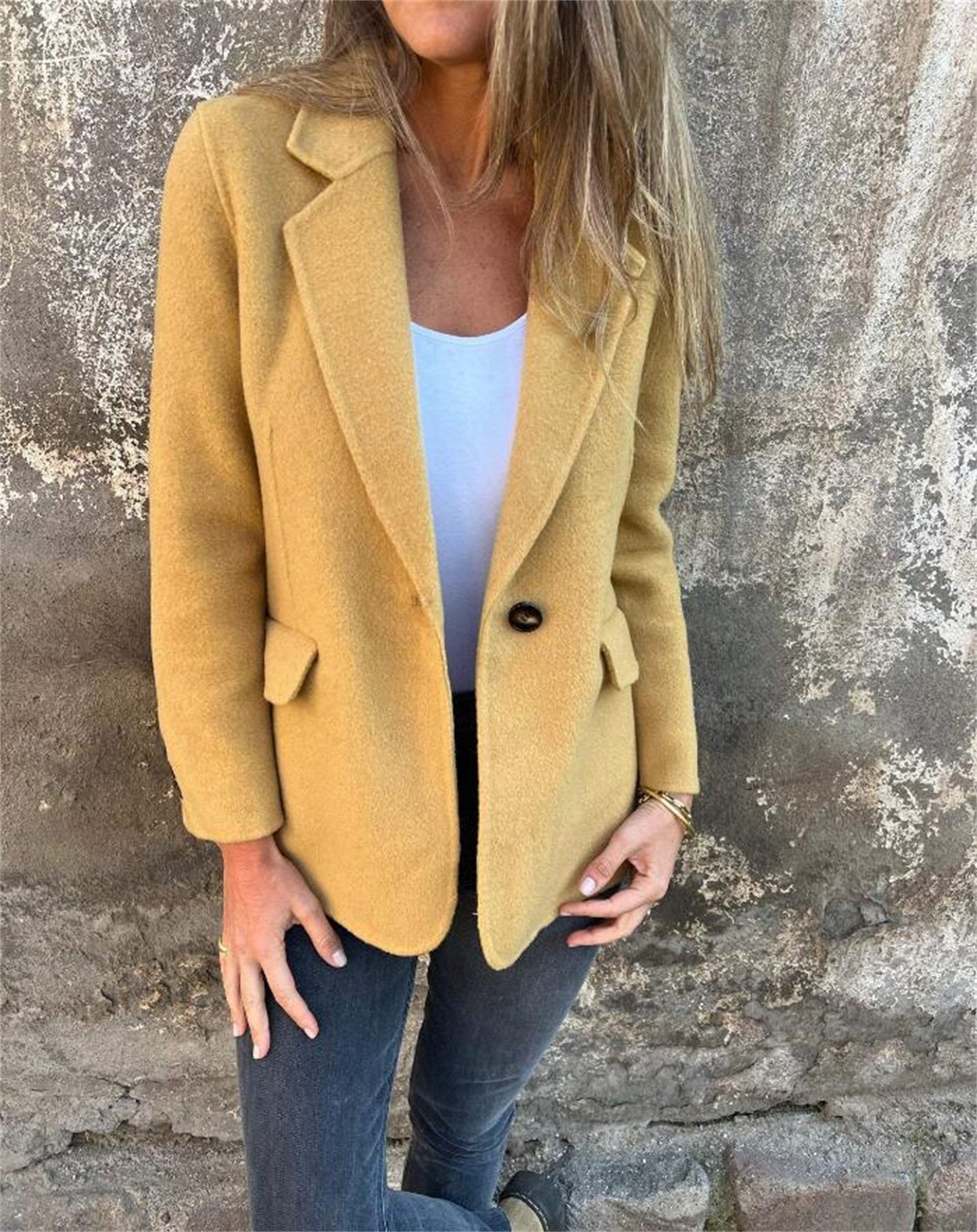 Dames Blazer élégant en tissu polaire chaud avec poches pratiques Chic und Stil