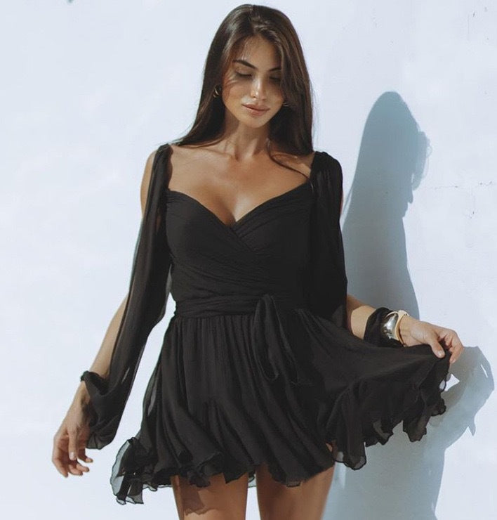 Robe portefeuille pour femmes avec des manches fluides et motif léopard Chic und Stil