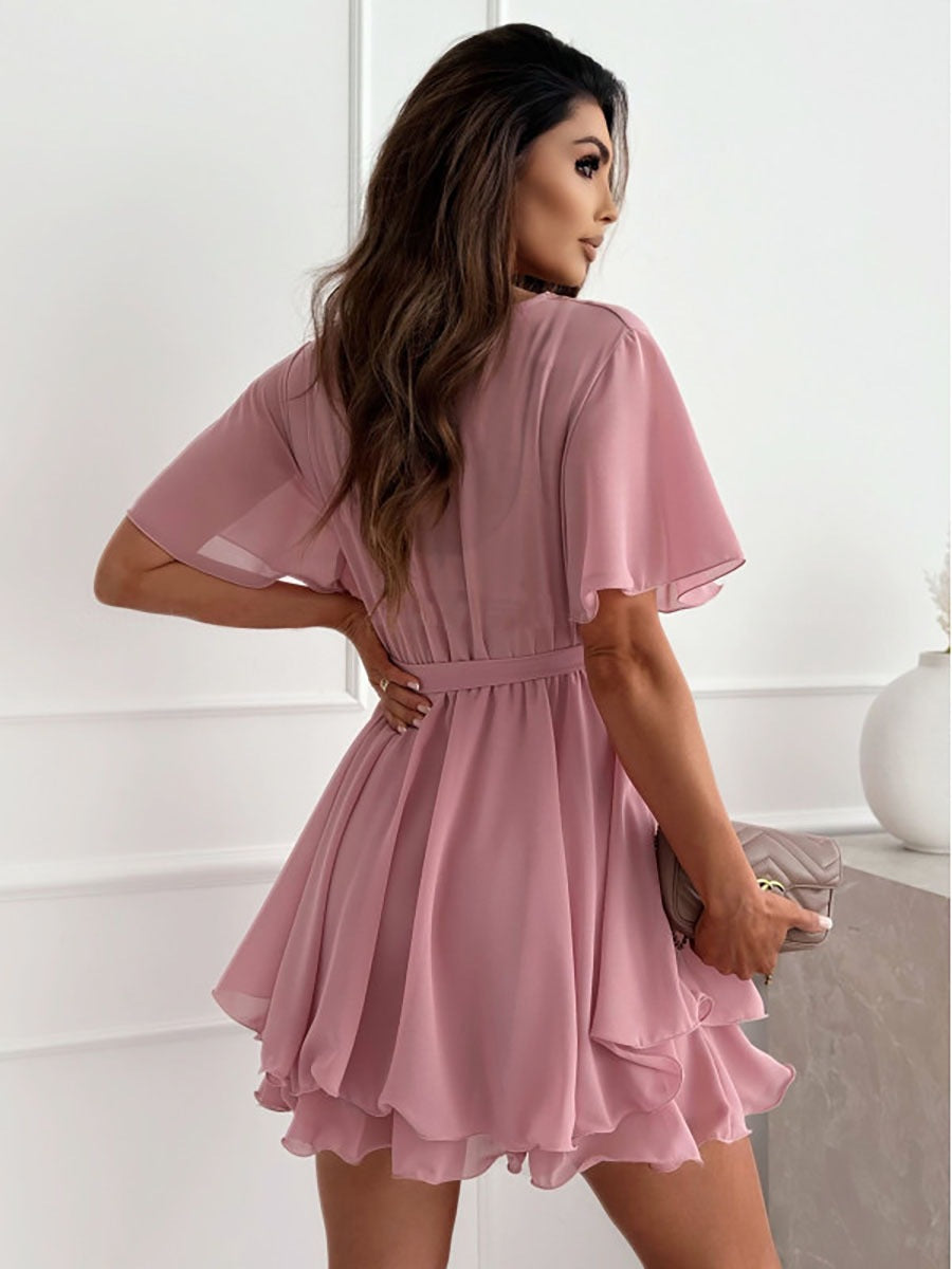 Robe mini enroulée élégante pour femmes Chic und Stil