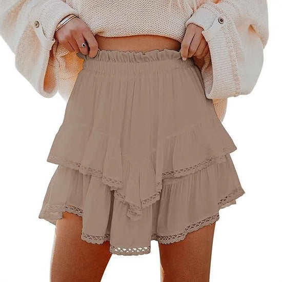 Jupe d'été pour femmes avec des détails voluminueux en dentelle et une taille élastique Chic und Stil