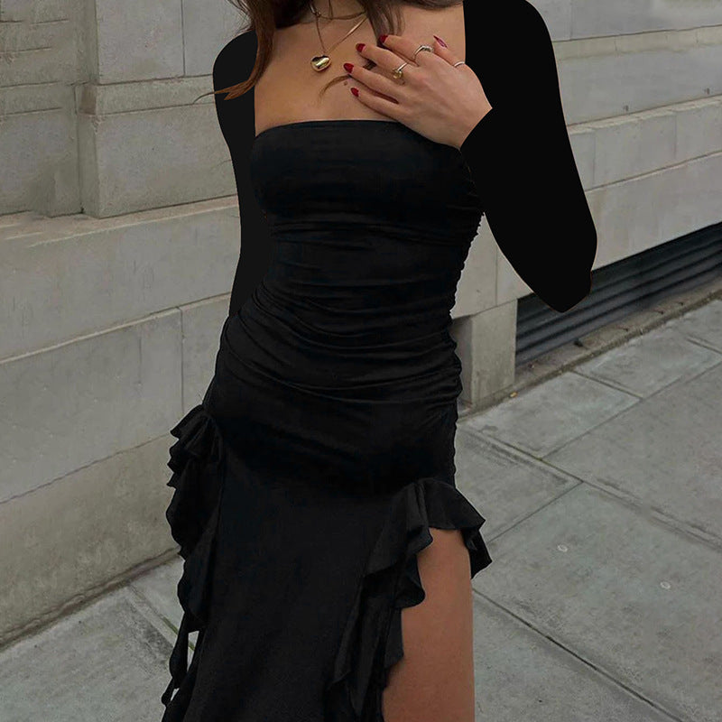Robe de soirée élégante et sculptante pour femmes avec volants et haut assorti Chic und Stil