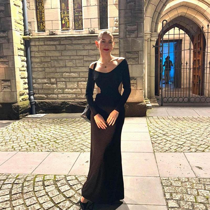Robe maxi élégante pour femmes avec un design dos nu et de belles décorations Chic und Stil