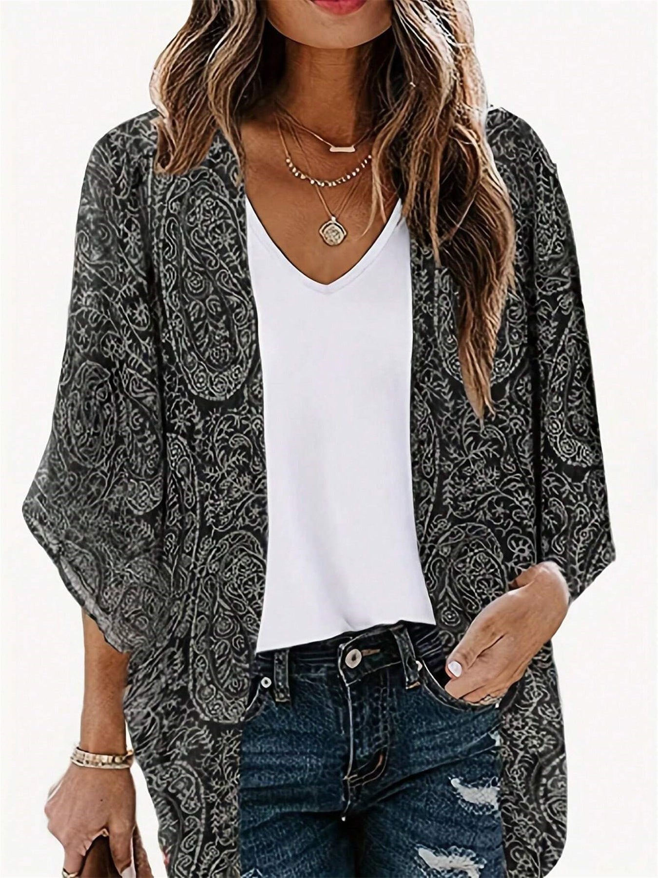 Veste kimono pour femmes avec motif tendance et coupe décontractée Chic und Stil