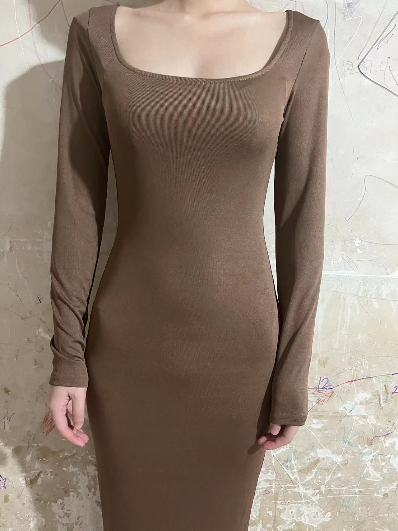 Robe longue à manches longues pour femmes ajustée Chic und Stil