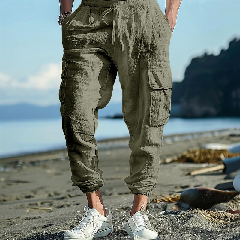 Pantalon cargo décontracté pour hommes avec ceinture élastique et poches pratiques Chic und Stil