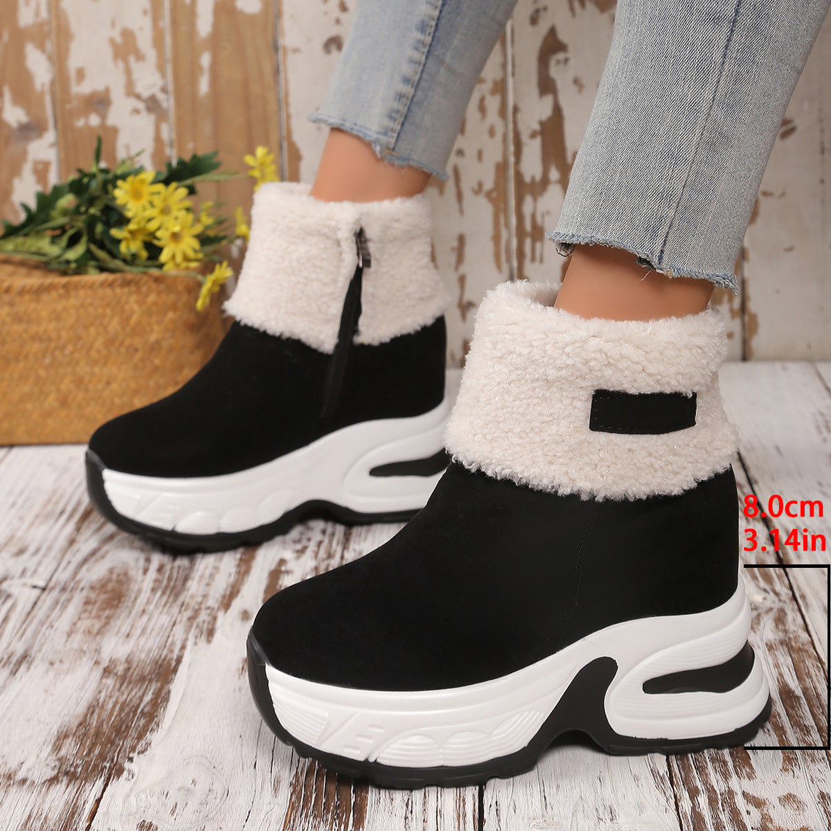 Bottes en polaire tendance pour femmes avec talon compensé Chic und Stil
