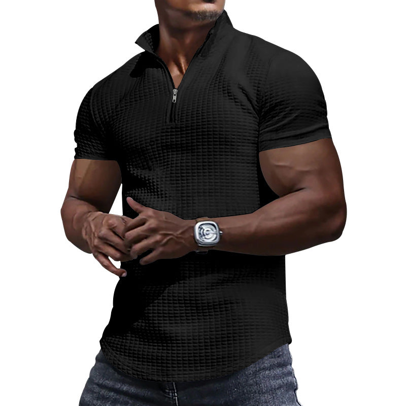 Chemise fonctionnelle à manches courtes pour hommes avec col montant moderne et fermeture éclair Chic und Stil