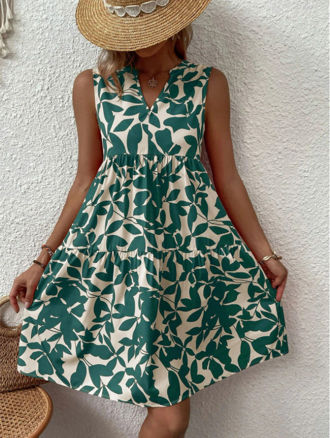 Chic and Stylish Women's V-Neck Floral Midi Dress