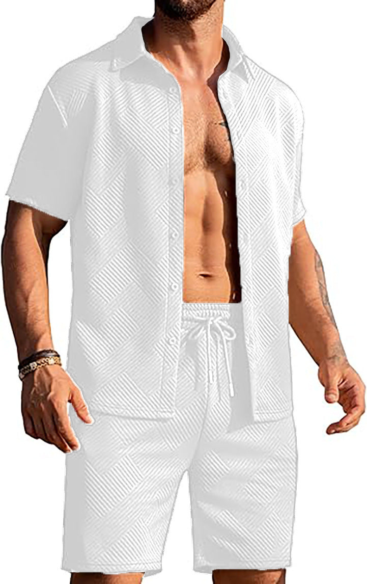 Shorts modernes pour hommes et ensemble haut avec design texturé Chic und Stil