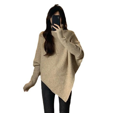 Pull en tricot décontracté pour femmes avec une coupe asymétrique et un matériau doux Chic und Stil