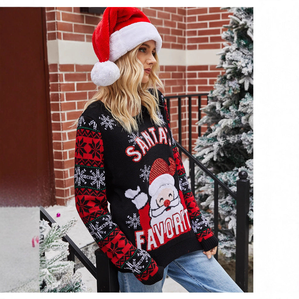 Pull de Noël pour femmes avec motif de Santa festif et détails brillants Chic und Stil