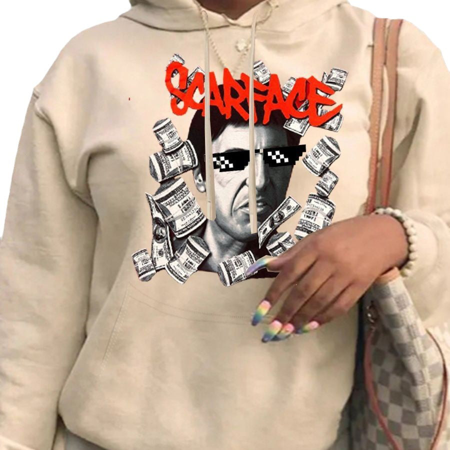 Pull-over à capuche pour dames avec impression graphique créative Chic und Stil