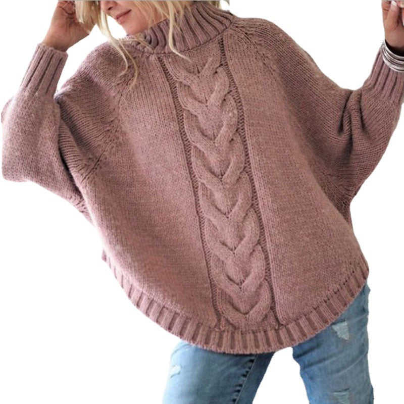 Pull à grosses mailles pour femmes avec col haut et motif en tresses Chic und Stil