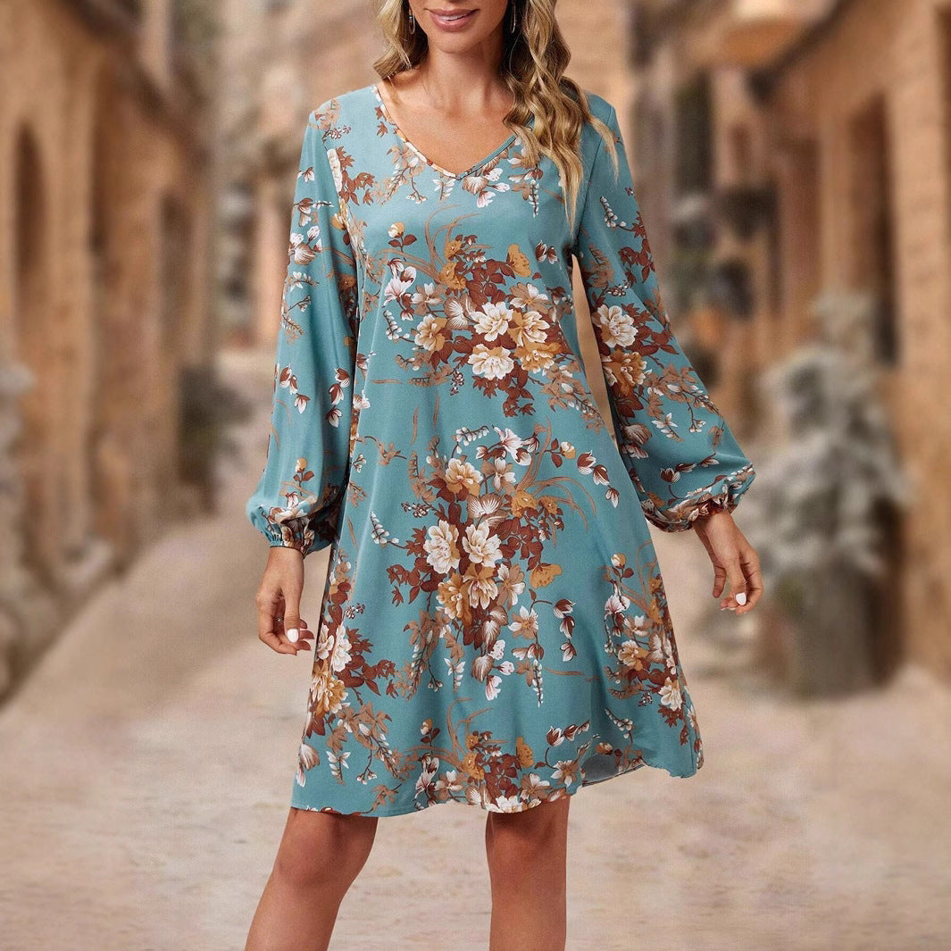 Robe florale à col V pour femmes Chic und Stil