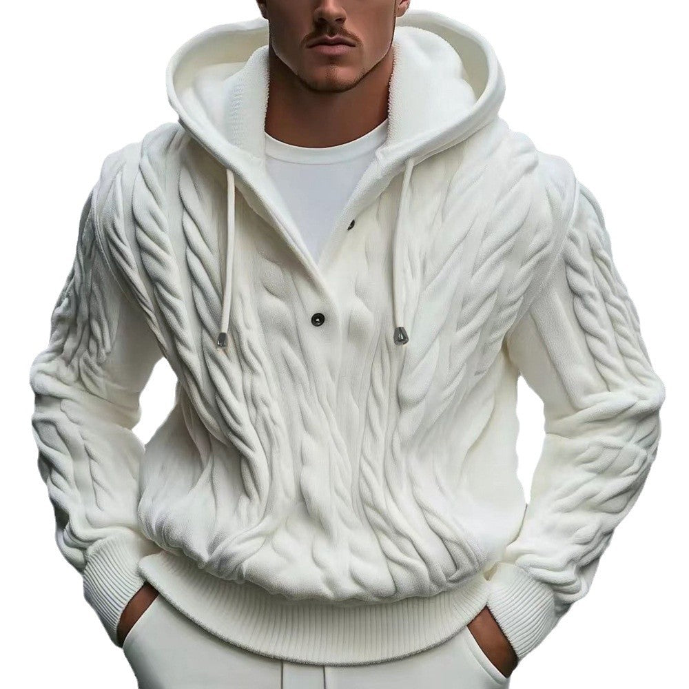 Pull à capuche en tricot pour hommes avec motif de tresses texturé Chic und Stil