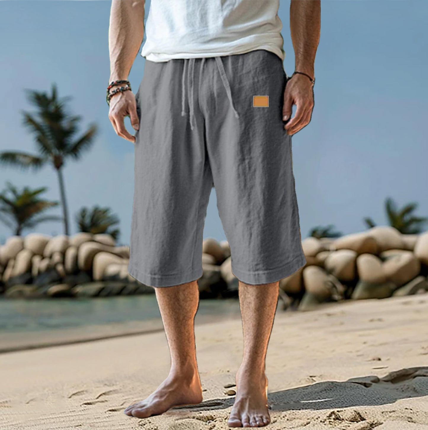 Pantalons décontractés pour hommes avec taille élastique et poches latérales pratiques Chic und Stil