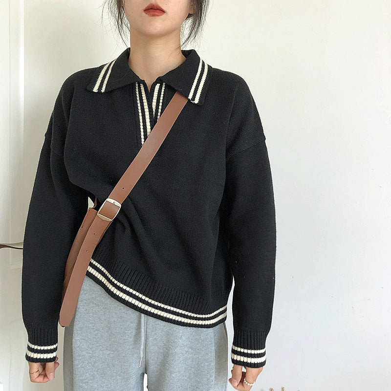 Pull décontracté féminin avec col classique et poignets élastiques Chic und Stil