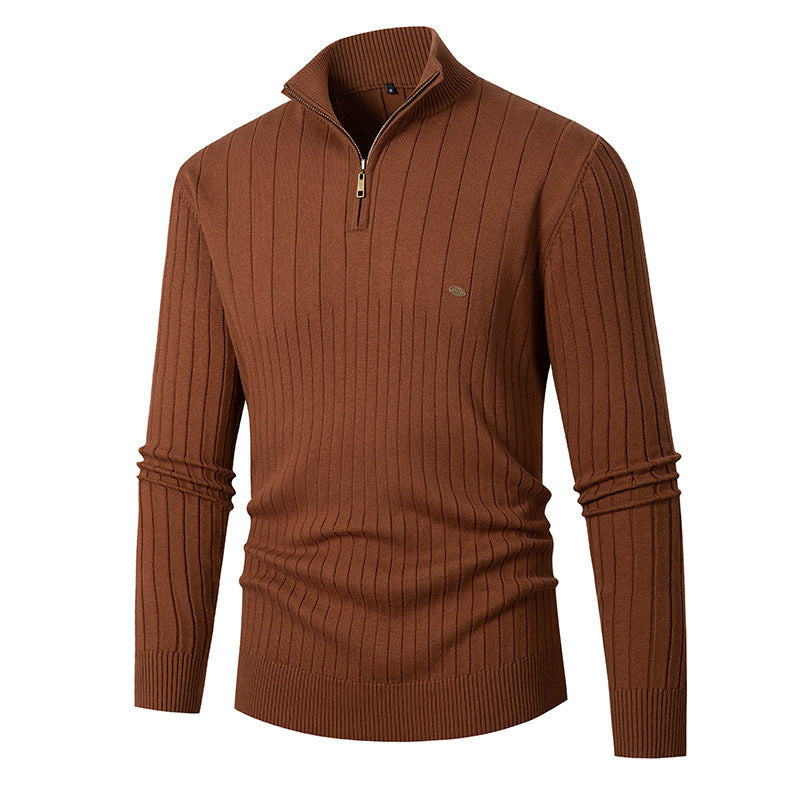 Pull homme tendance avec fermeture éclair et design en fine côtes Chic und Stil