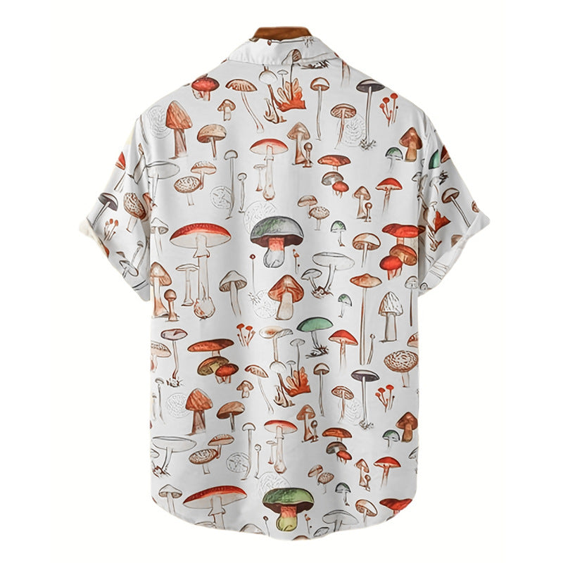 Chemise à manches courtes pour hommes avec motif de champignon coloré Chic und Stil