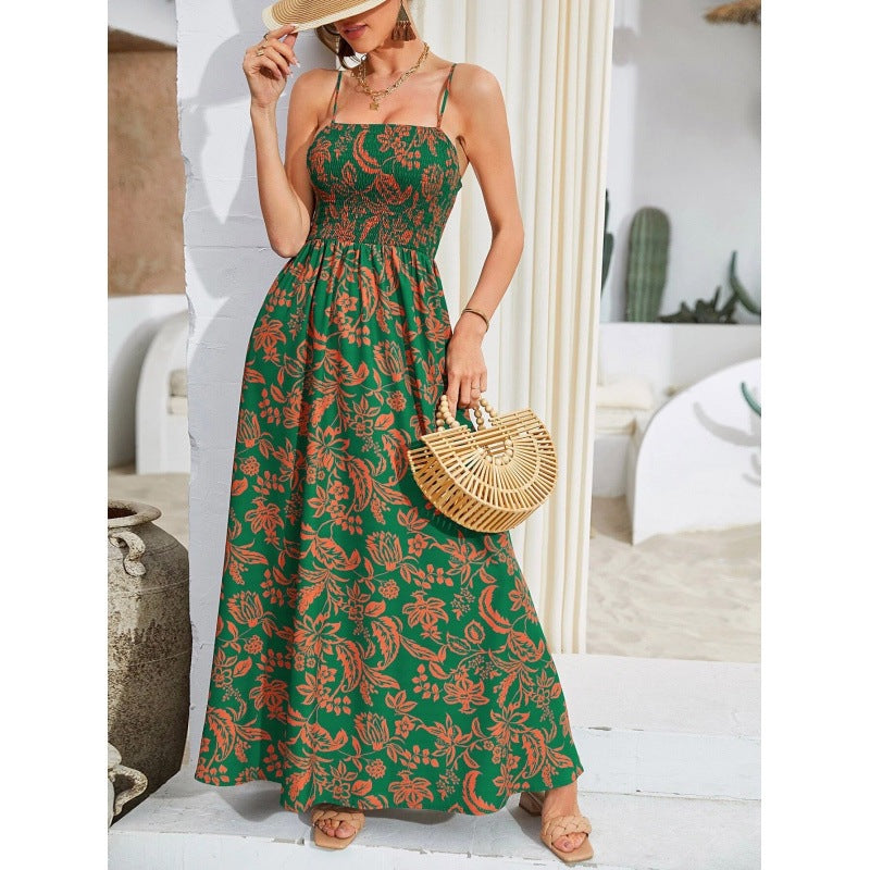 Dames motif floral robe maxi à bretelles spaghetti Chic und Stil