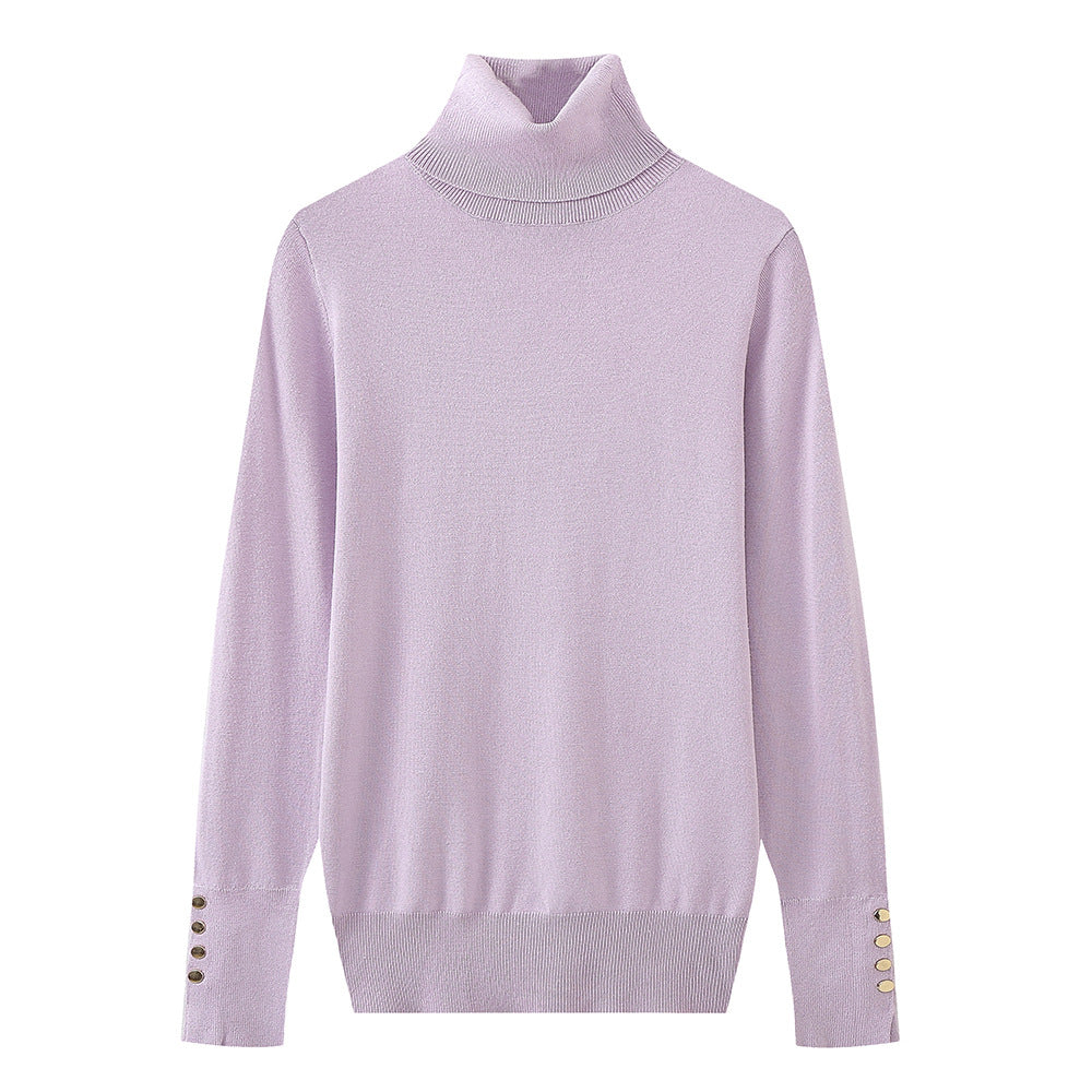 Pull à col roulé pour dames avec des détails de boutons élégants Chic und Stil