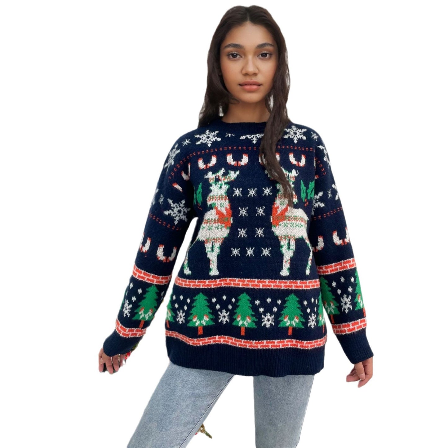 Pull en tricot festif pour femmes avec motif de Noël Chic und Stil