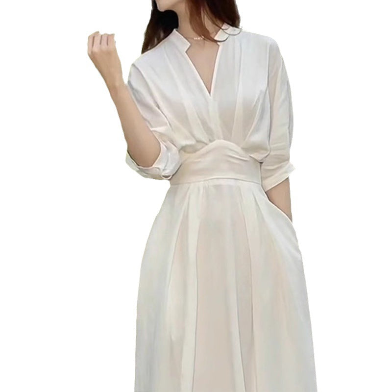 Robe midi évasée fluide pour femme avec manches bouffantes Chic und Stil