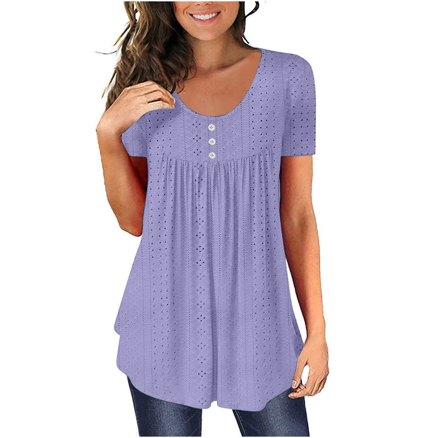 Chic and Stylish Women's Eyelet Tunic