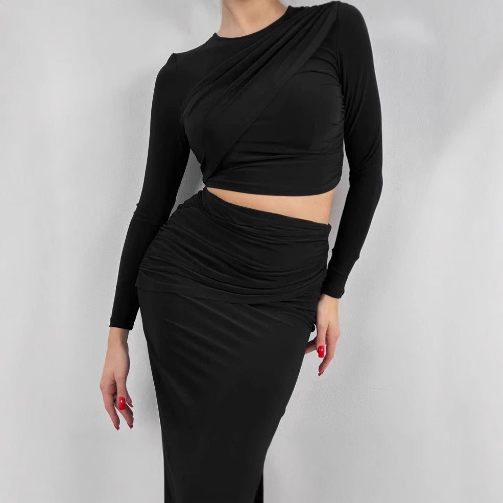 Dames Robe enveloppante élégante à manches longues et coupe ajustée Chic und Stil