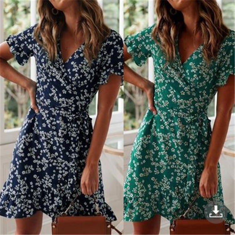 Robe t-shirt à fleurs pour femmes avec ourlet volants Chic und Stil