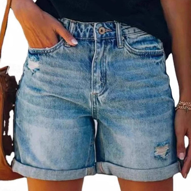 Shorts en denim taille haute pour femmes Chic und Stil