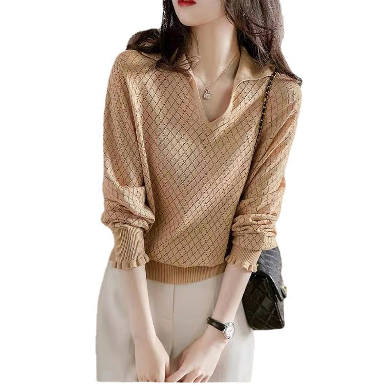 Pull texturé pour femmes à col V Chic und Stil