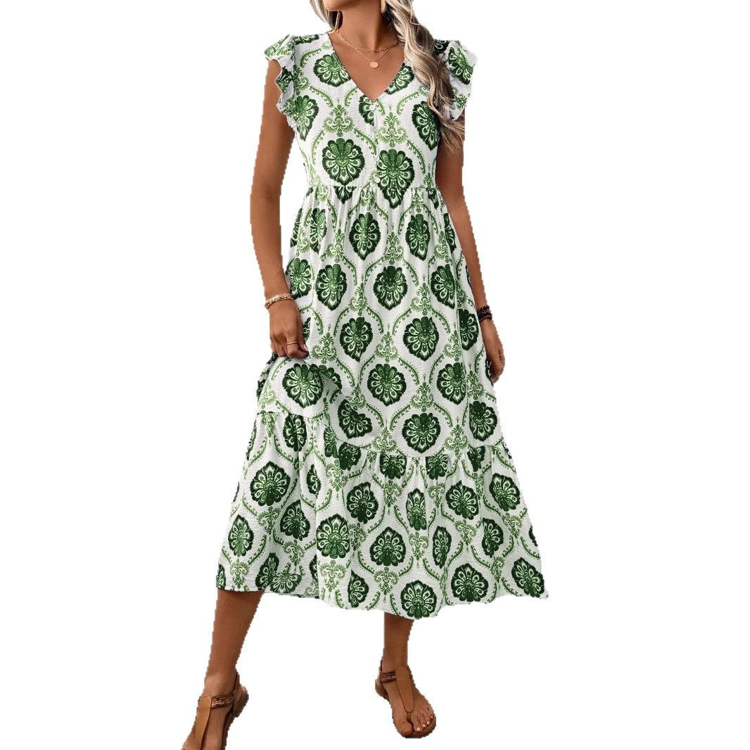 Robe maxi à volants pour femmes avec imprimé floral et volants Chic und Stil